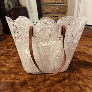 White Lace Tote Bag